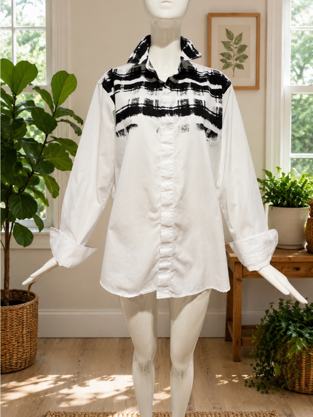 BUGATCHI Shaped Fit Abstract Print Button Front Shirt Medium Luxury